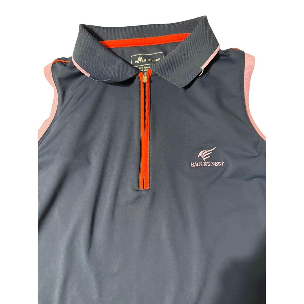 Peter Millar Women’s M Golf Tank Polo Navy Pink Eagles Nest UPF 50+ - Picture 5 of 11